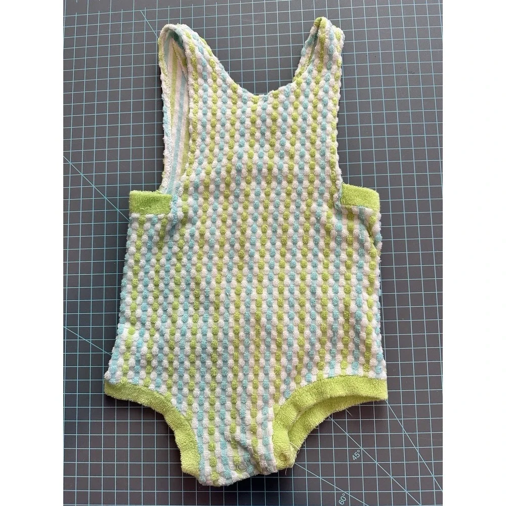 Vintage Baby Carters Terry cloth Green And Blue 19-30mo 27-31 Pounds